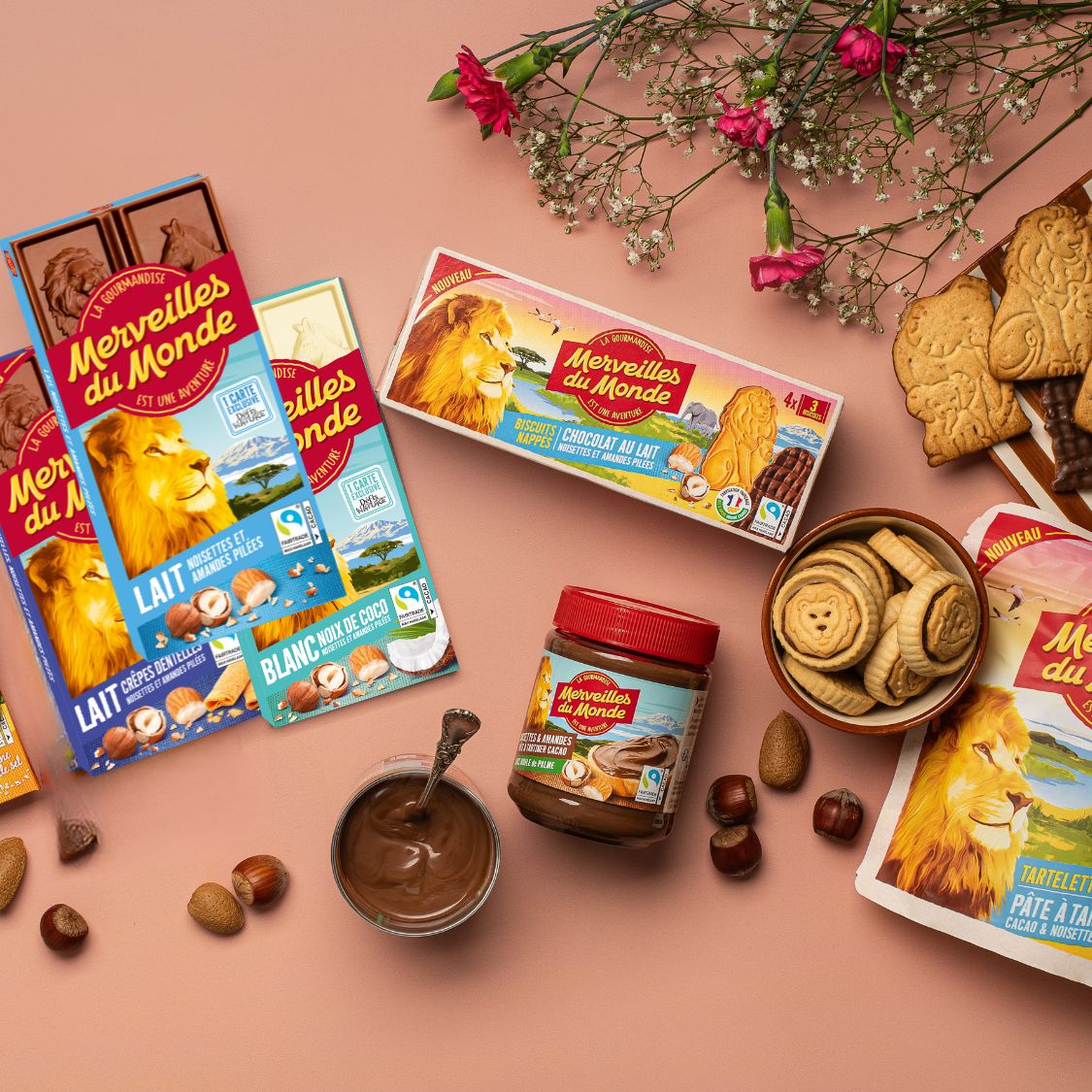 
                  
                    Notre gamme de tablettes de chocolat, biscuits et pâtes à tartiner Merveilles du monde.
                  
                