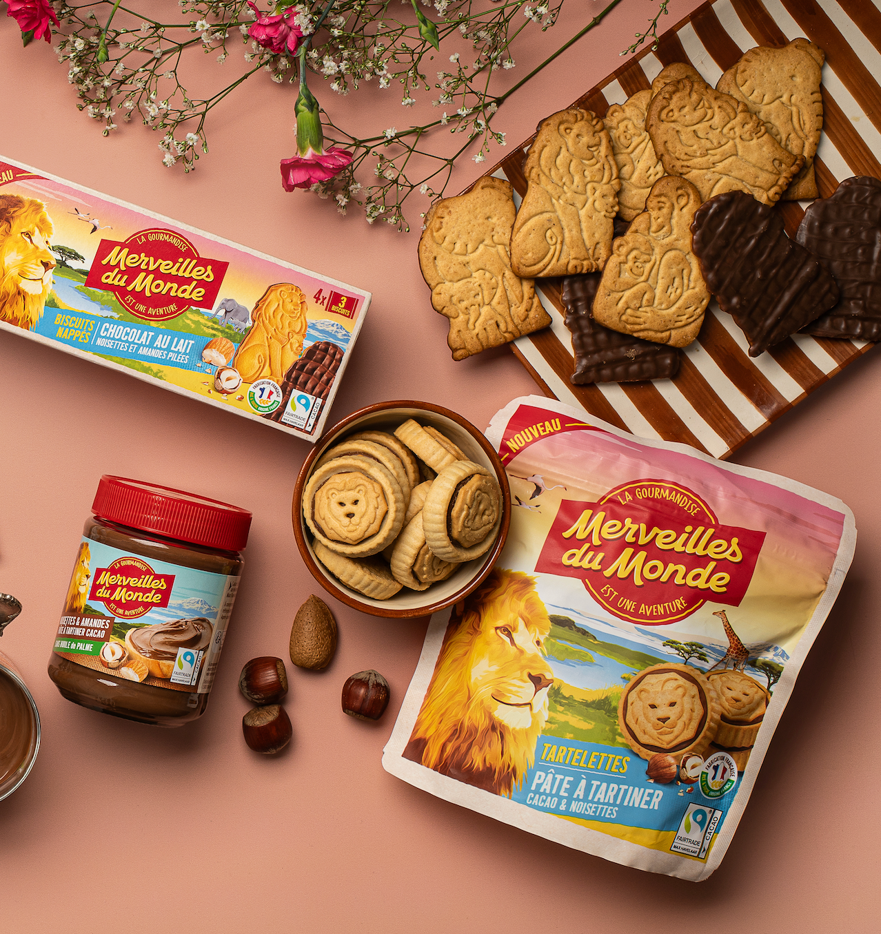 Nos biscuits nappés, nos tartelettes et la pâte à tartiner Merveilles du monde.