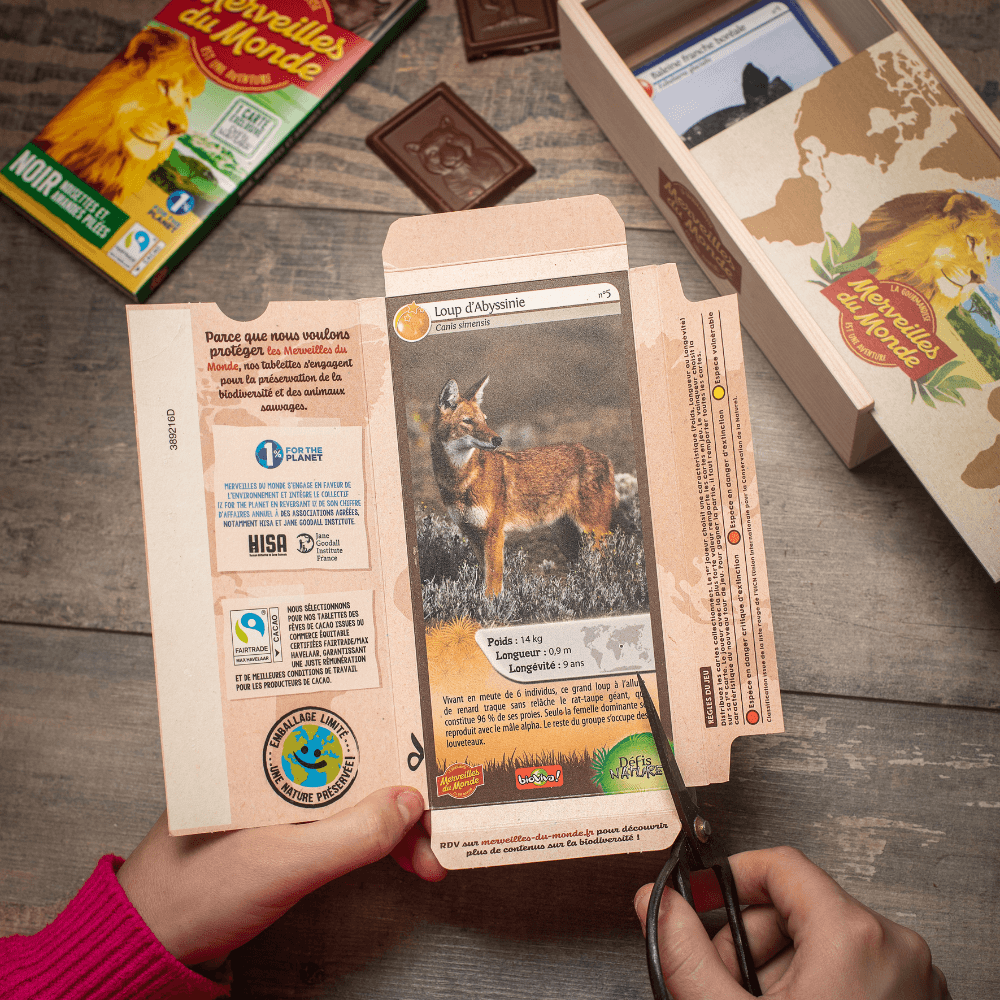 
                  
                    Cartes animaux Défis Nature à découper dans les emballages des tablettes de chocolat Merveilles du Monde
                  
                