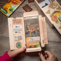 Emballage carton du chocolat Merveilles du Monde où découper une carte Défis Nature